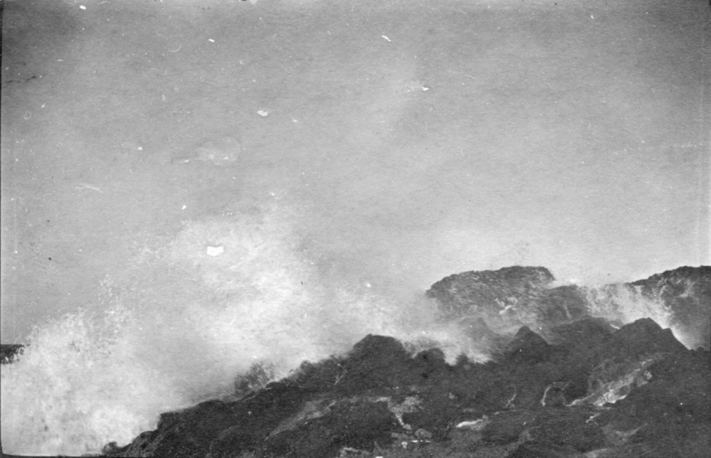 Waves breaking on rocks, c.1912