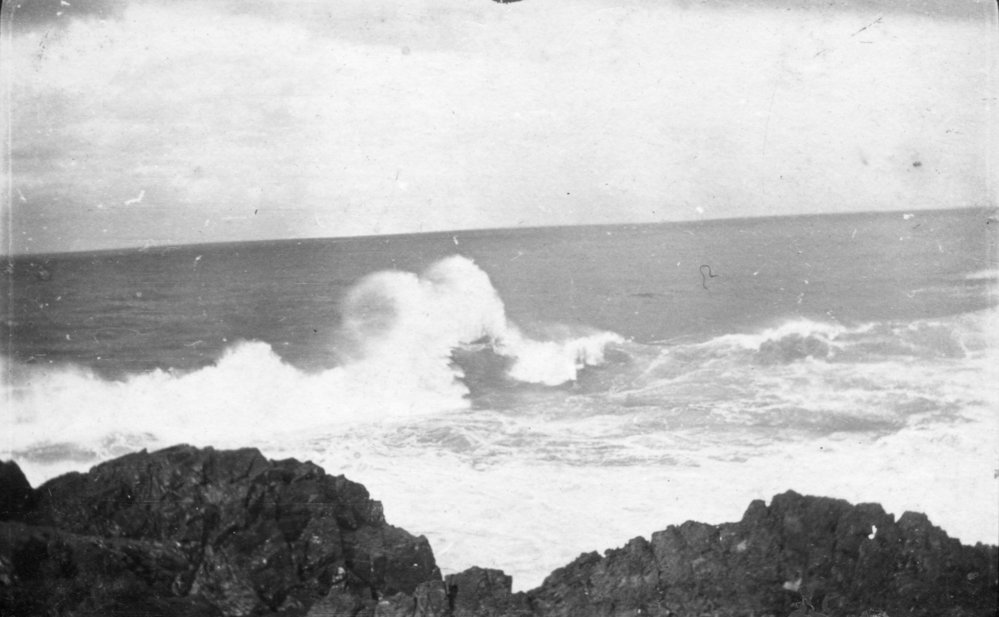 Waves breaking on rocks, c.1912