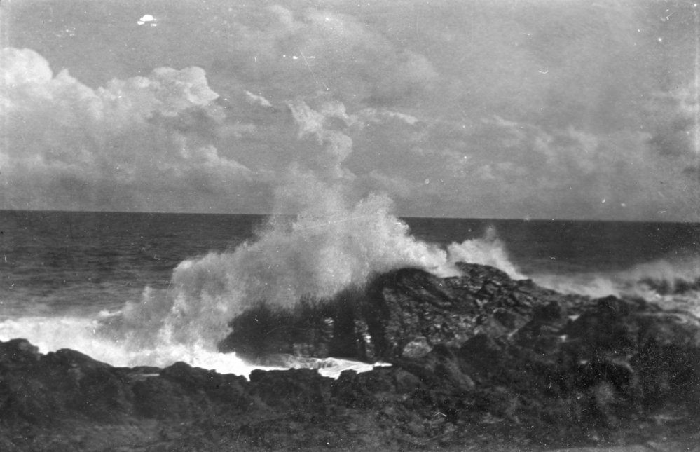 Waves breaking on rocks, c.1912