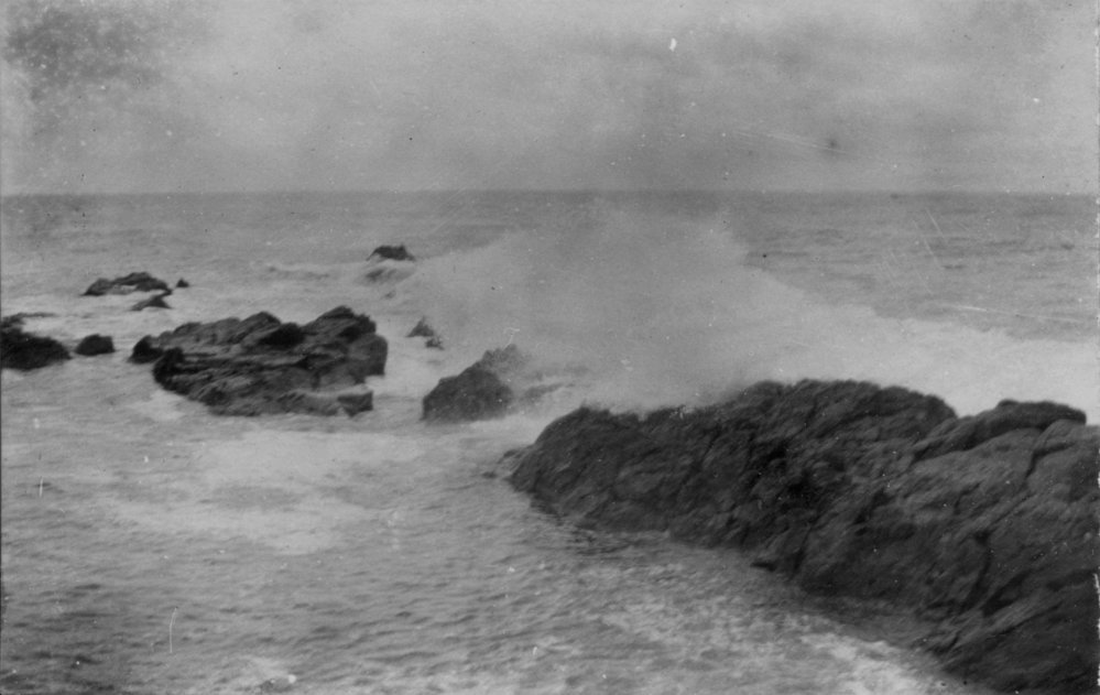 Waves breaking on rocks, c.1912