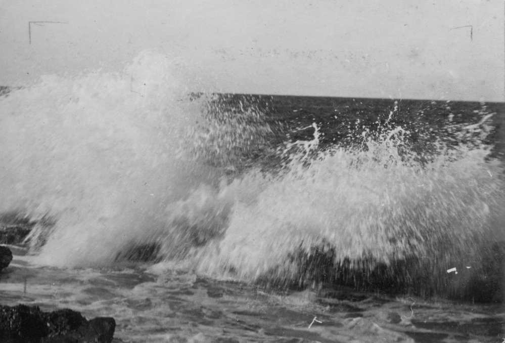 Waves breaking on rocks, c.1912 