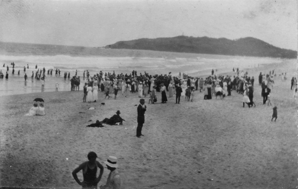 Bathers on the main beach at Byron Bay, c.1912