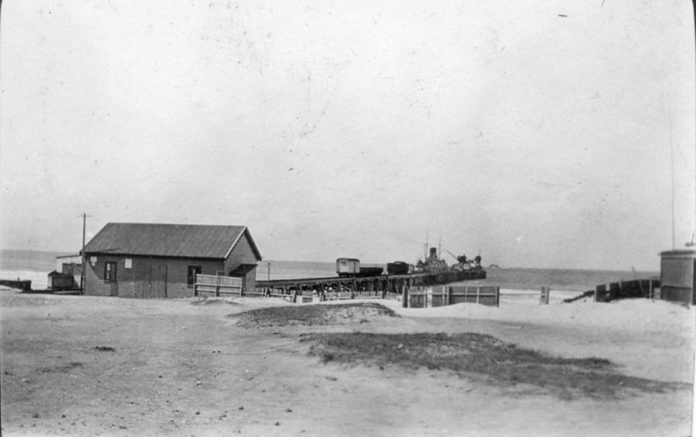 Goods at Byron Bay jetty, c.1912