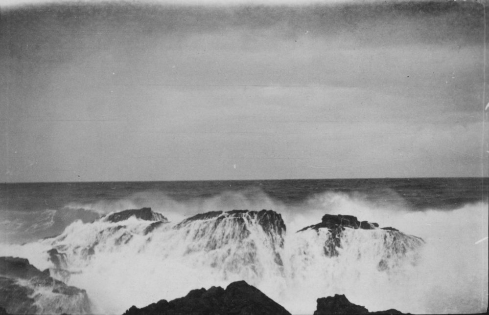 Waves breaking on rocks, c.1912