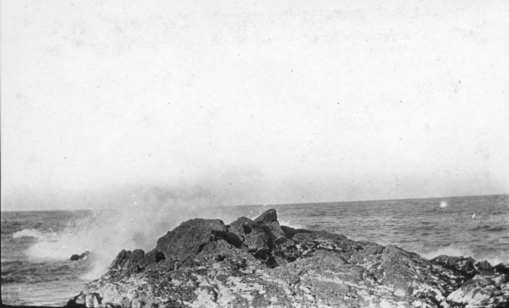 Waves breaking on rocks, c.1912