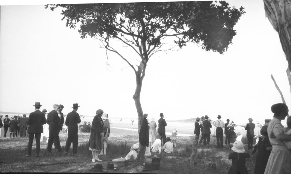 The Brass Band and spectators at Coffs Creek, 29 October 1923