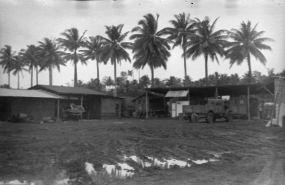 Work sheds and motorpool, 1945