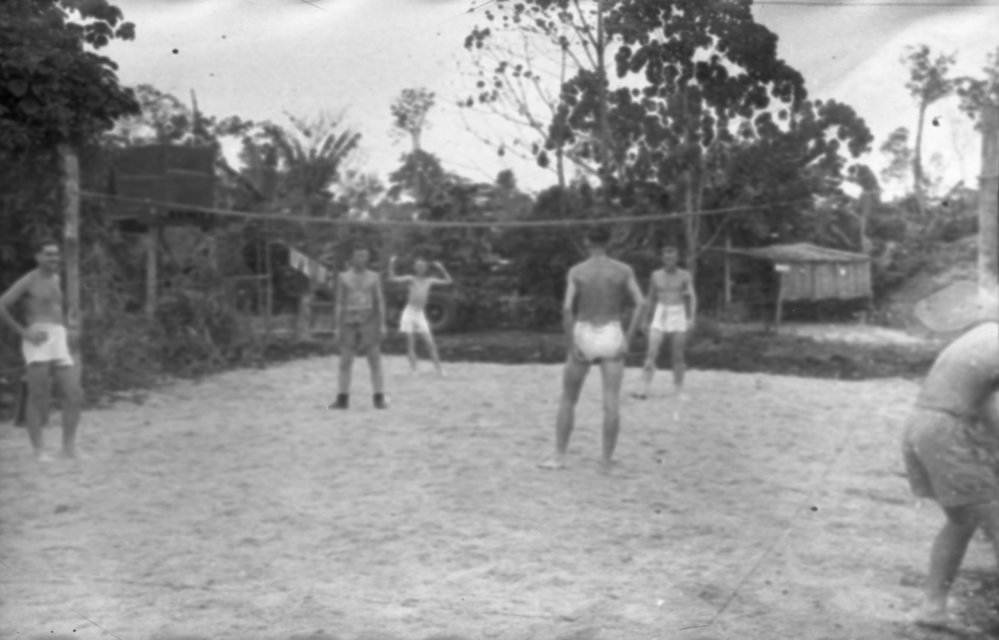Soldiers playing volleyball, 1945
