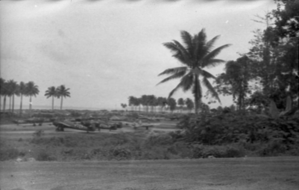 Planes parked on a runway, 1945
