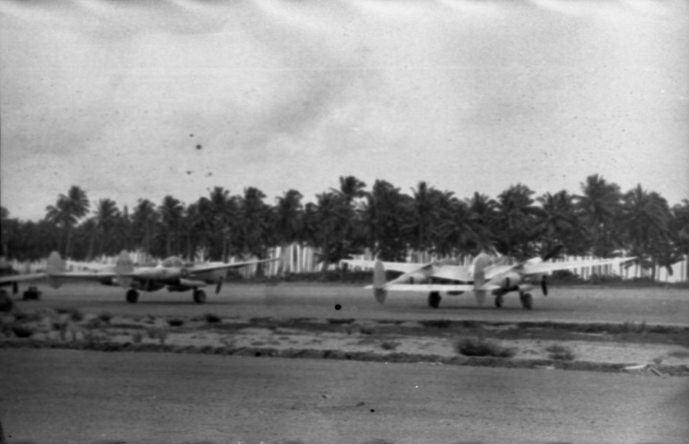 Two Lockheed P38 Lightning fighters, 1945