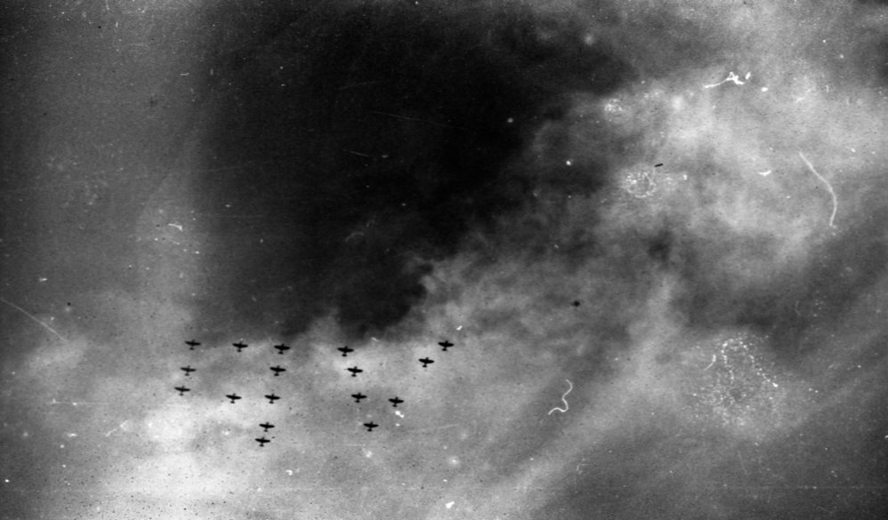 An airborne fighter squadron in formation, 1945