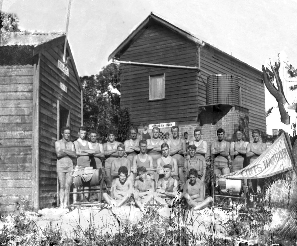Coffs Harbour lifesavers at Park Beach clubhouse, 5 October 1926