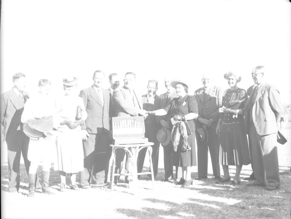 The winner's presentation at the Coffs Harbour Racing Club's inaugural meet, 7 August 1948