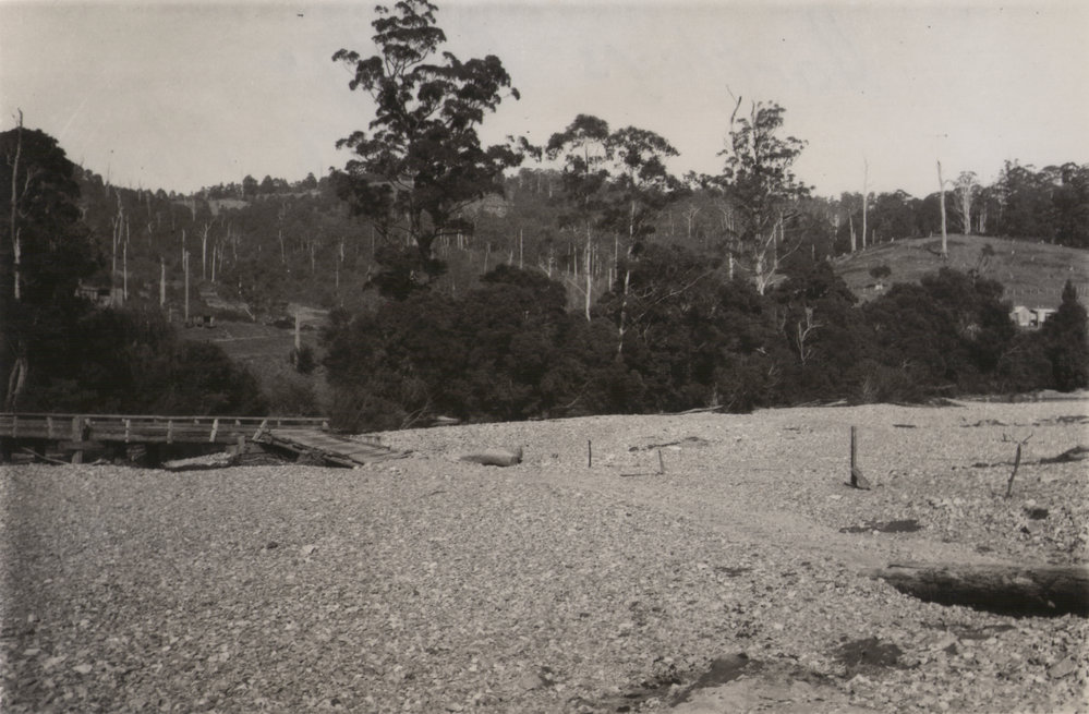 Hartleys Bridge after a flood, early 1956