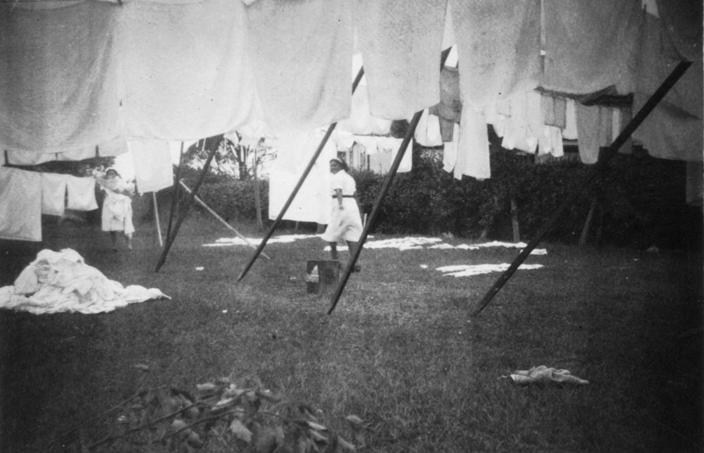 Washing on the line at Sunnyside Maternity Hospital, late 1940s