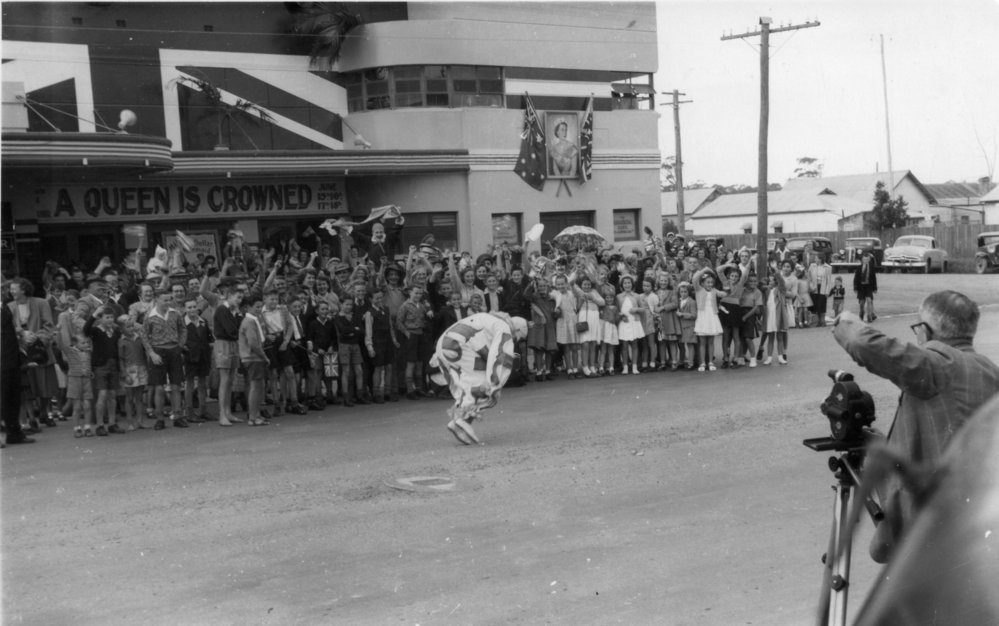 Jack Gerard films the Coronation Day proceedings, 2 June 1953