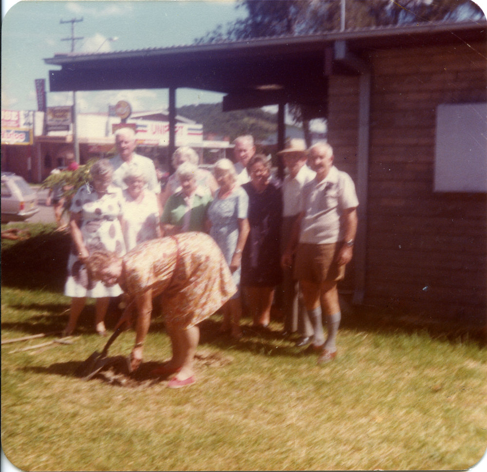 Mrs D. Gill planting a tree at Coffs Harbour Regional Museum, c.1988 