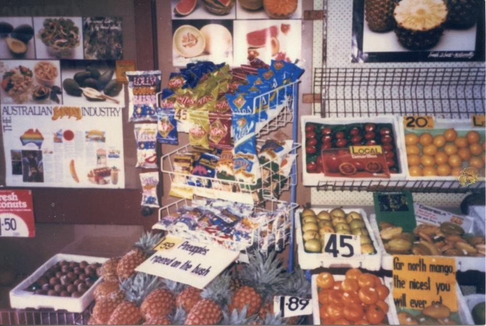 Shop display in the Tropical Fruit Shop at the Big Banana, 1970s