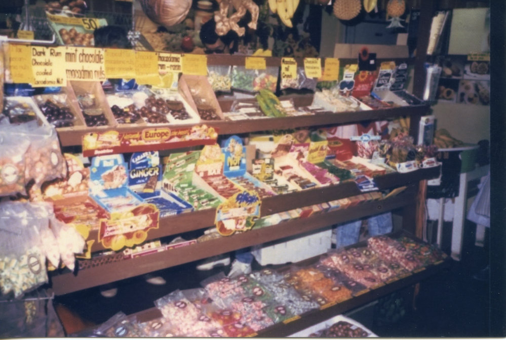 At the Tropical Fruit Shop in the Big Banana complex, 1970s