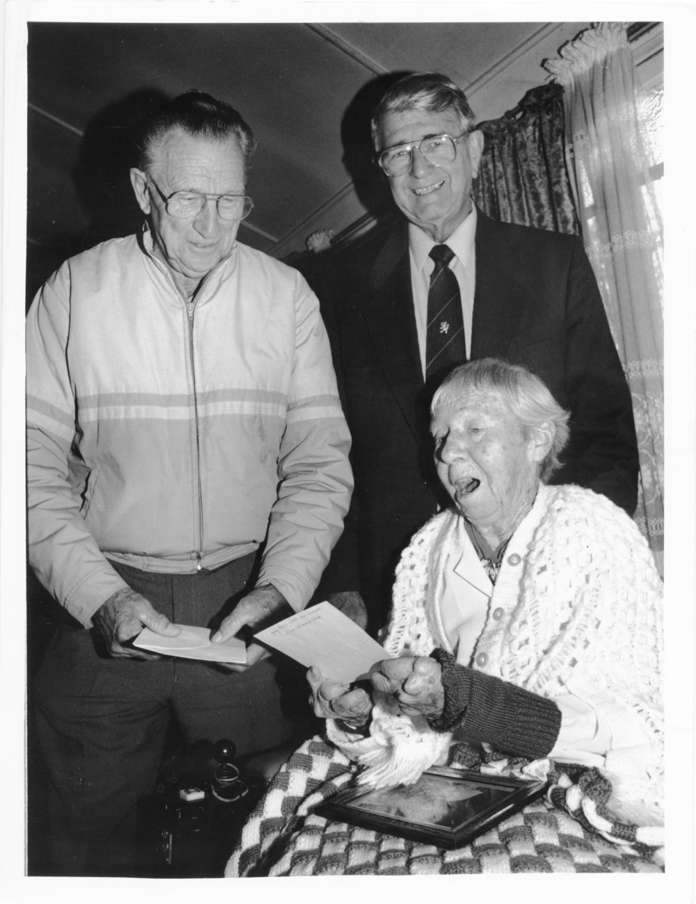 Ray Kratz and John Smith at Mary Thomas' 90th Birthday, 16 September 1995 