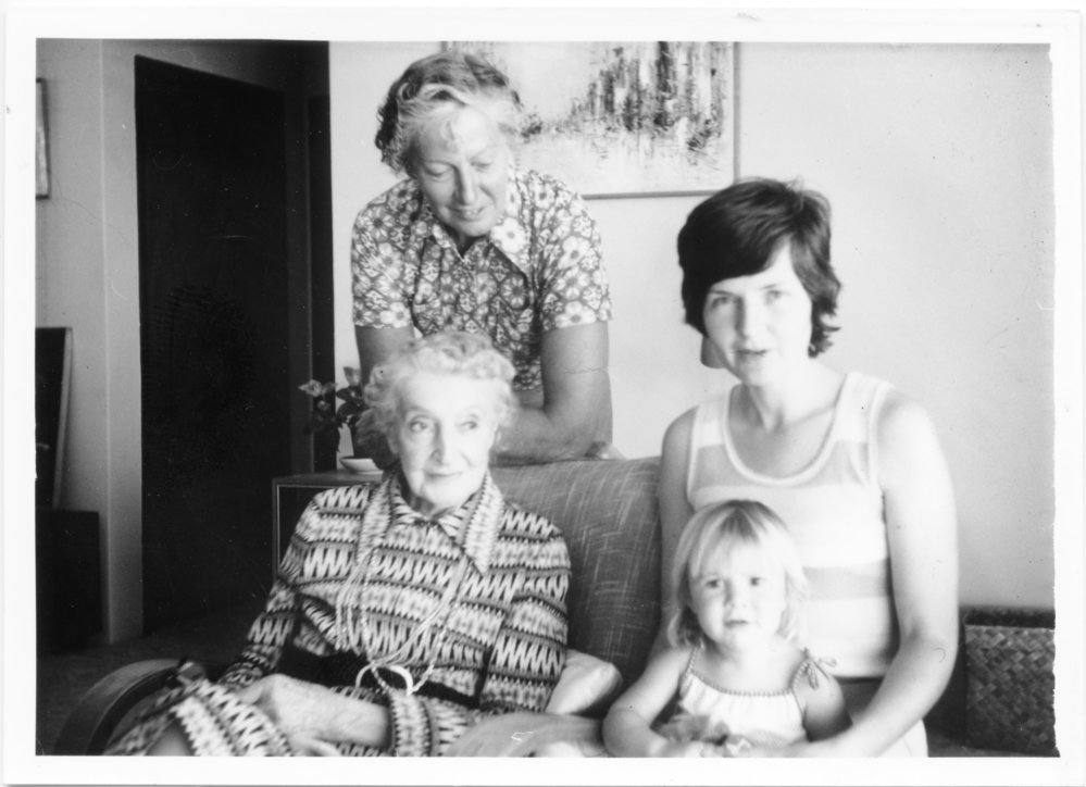 Lady Watt with Marnie Yeates, Rosalind Epps and Jacqueline Epps, May 1978