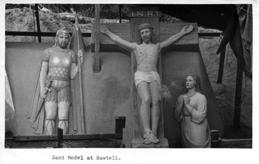 Sand model of the crucifixion at Sawtell, 1962