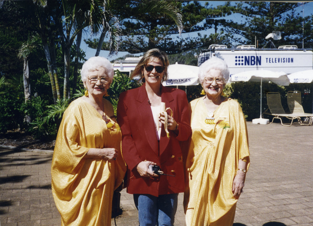 Adelie and Toni at Nautilus Beach Resort with journalist Liz Hayes
