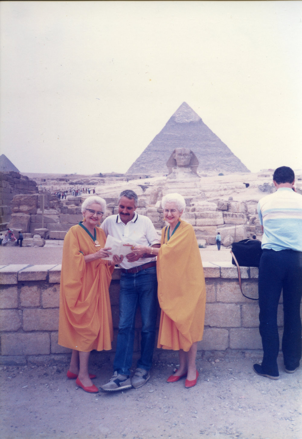 Adelie and Toni visit the Pyramids and Sphinx in Cairo with a Perth friend 