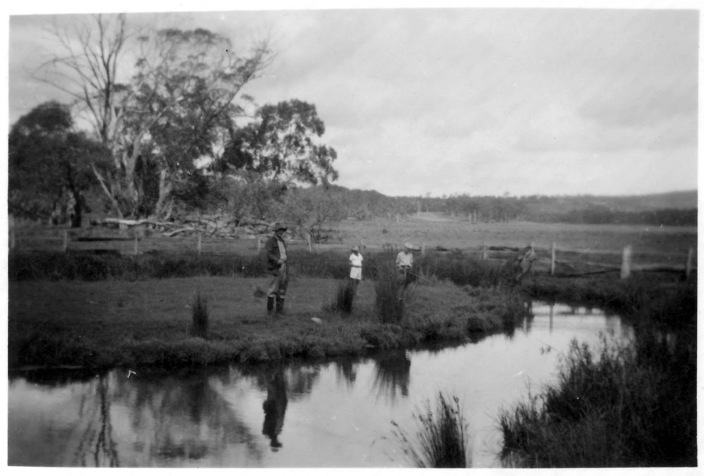 David with Hugh and Robert Nicol fishing at Star Crossing, 1950s 