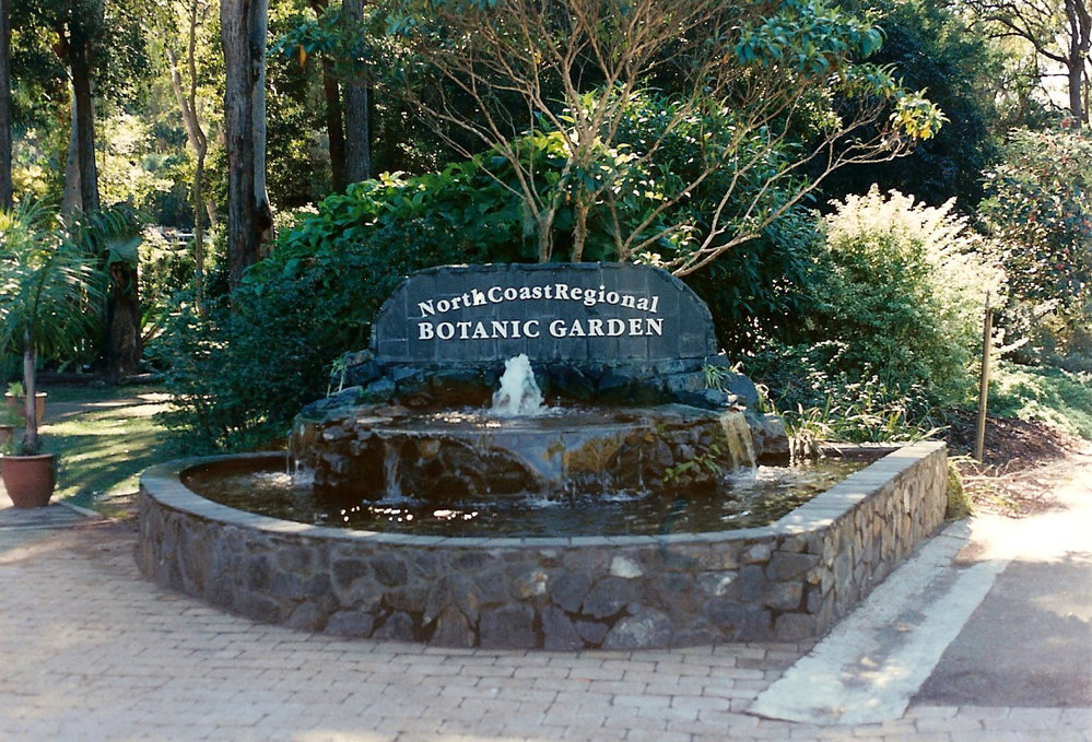 Welcoming fountain at the North Coast Regional Botanic Garden