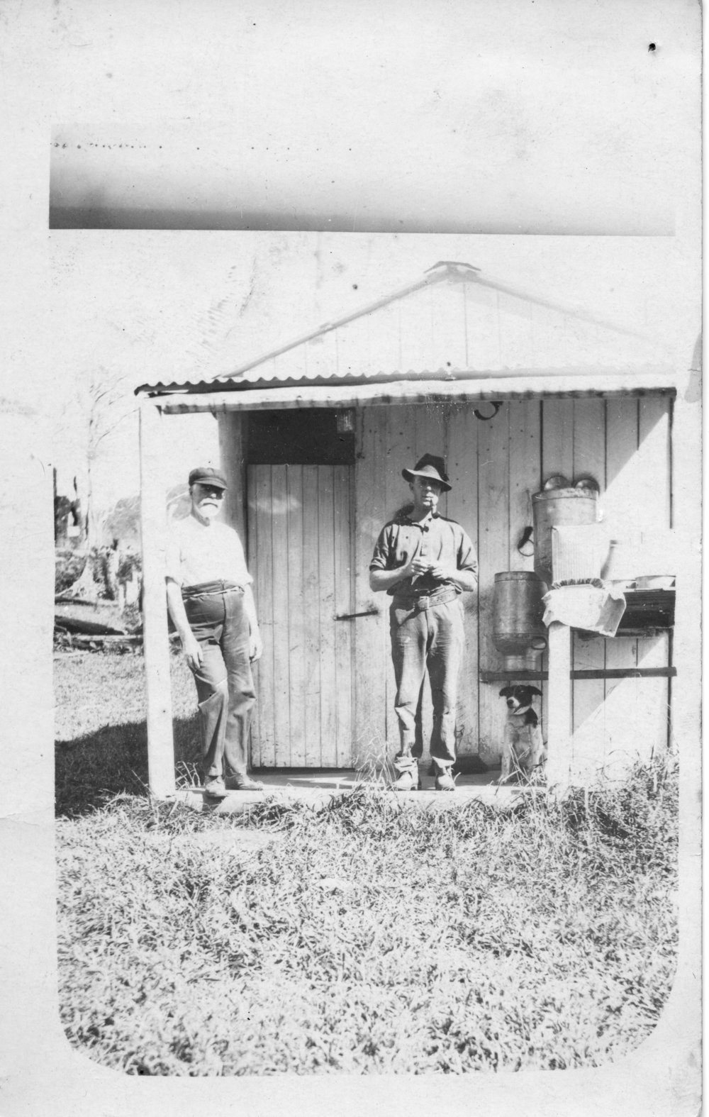 Alick and Eric Eckford at the dairy shed in South Boambee, 1920 