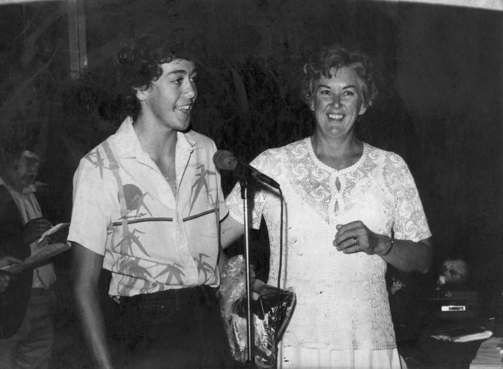 Best Cadet award 1980-1981 presented to John Dawson by Di Burgess, 1981