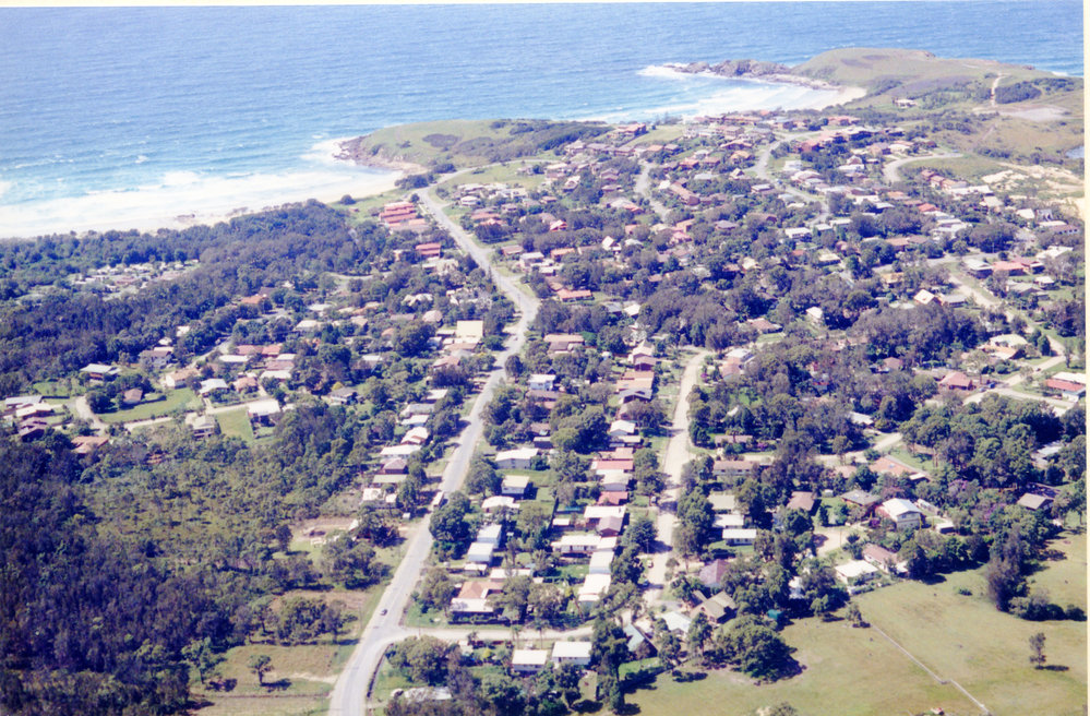 Aerial view of Emerald Beach looking eastwards, 1992 - 1994 