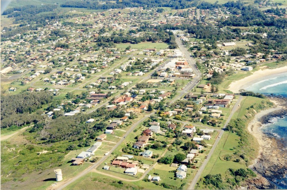 Aerial view of Woolgoolga township, 1992 - 1994 