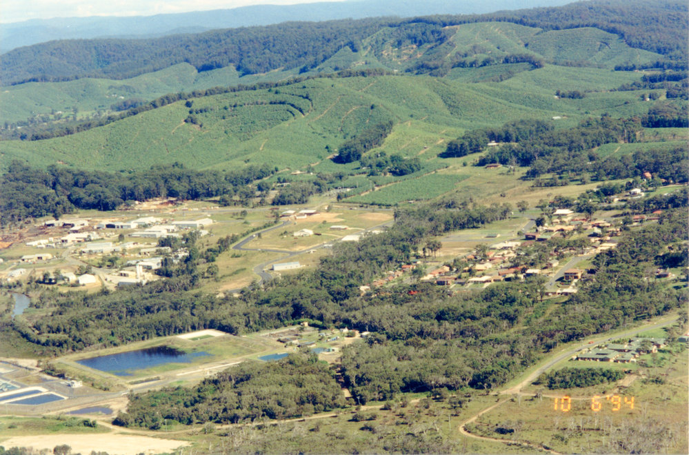 Aerial view of Woolgoolga industrial area and sewage works, 10 June 1994 