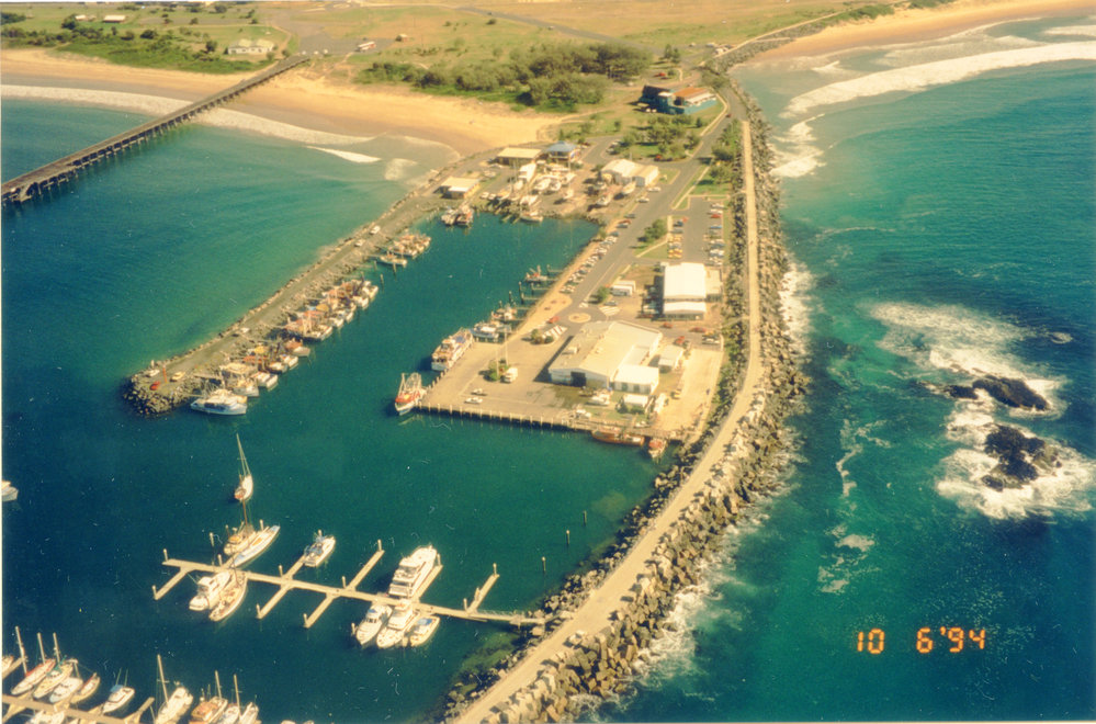 Aerial view of Coffs Harbour Jetty and International Marina, 10 June 1994 