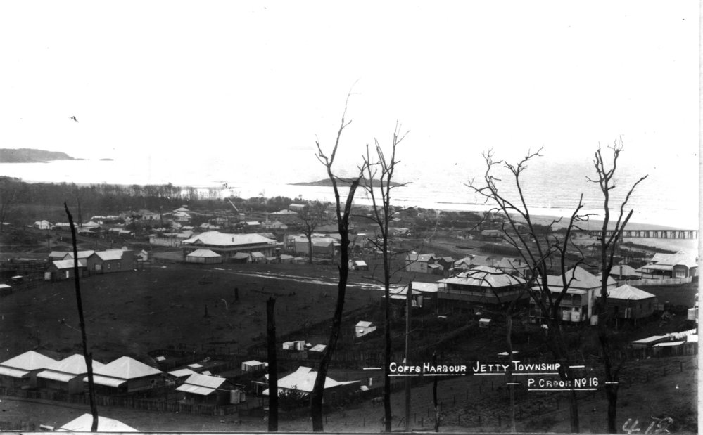 Coffs Harbour township looking east towards the jetty, early 1900s
