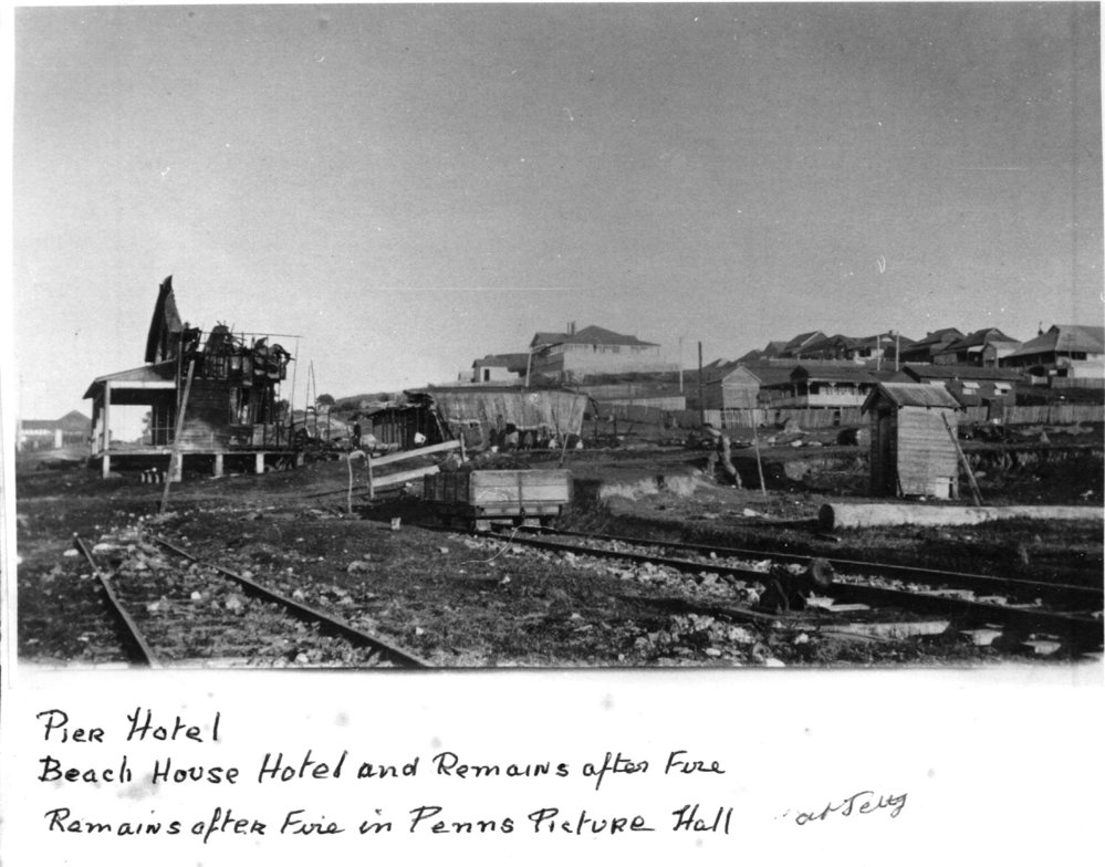 The remains of the Pier Hotel and Beach House after the fire on 13 December 1914