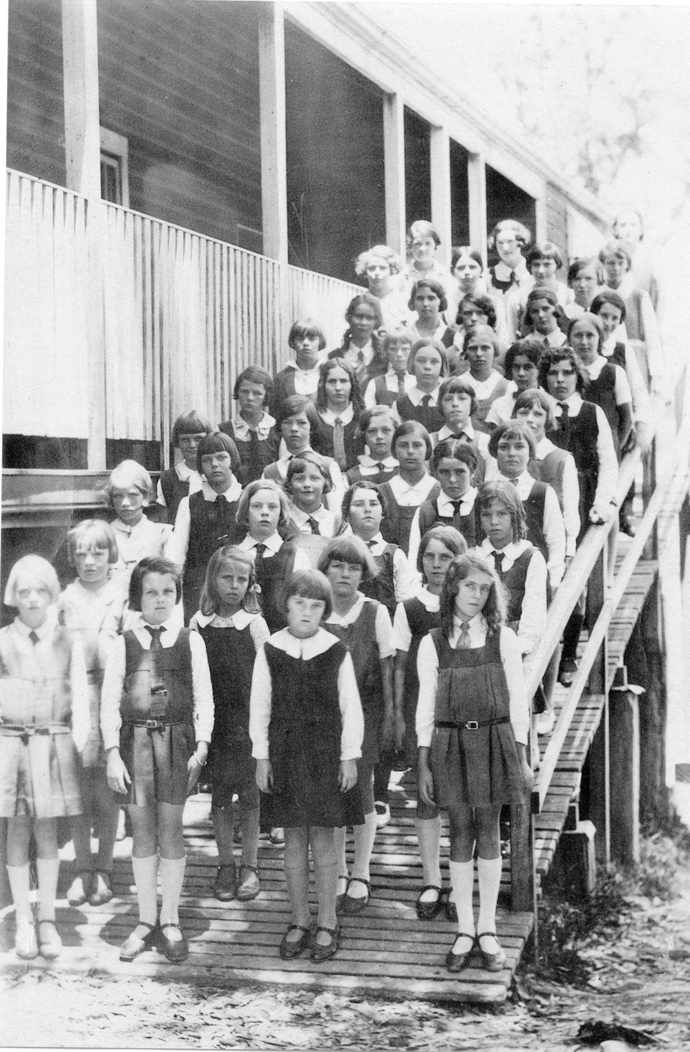 St Augustine Girls on the ramp leading to the classrooms, 1932