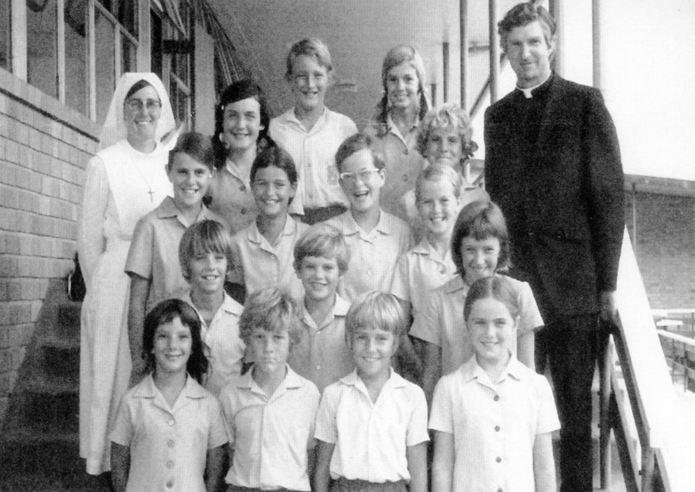 Staff and pupils at St Augustine's, 1974