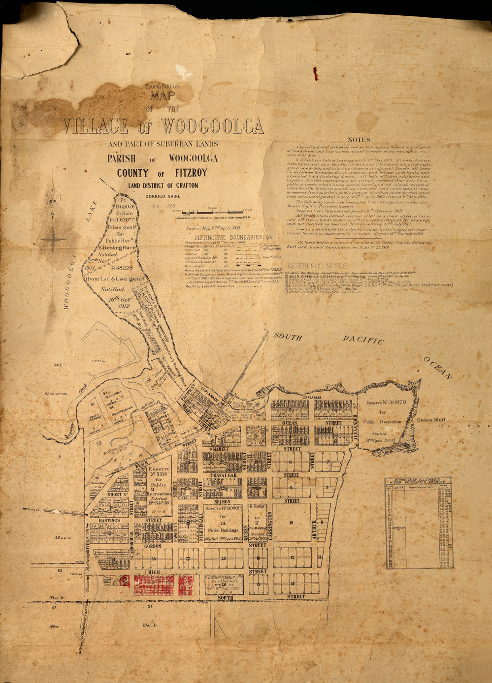 Map of the Village of Woogoolga, 1933