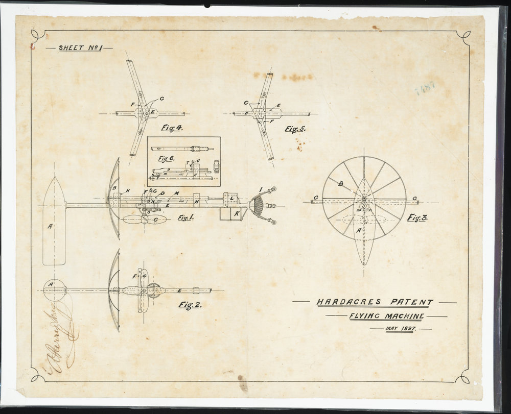 Hardacre's Patent Flying Machine, sheet 1