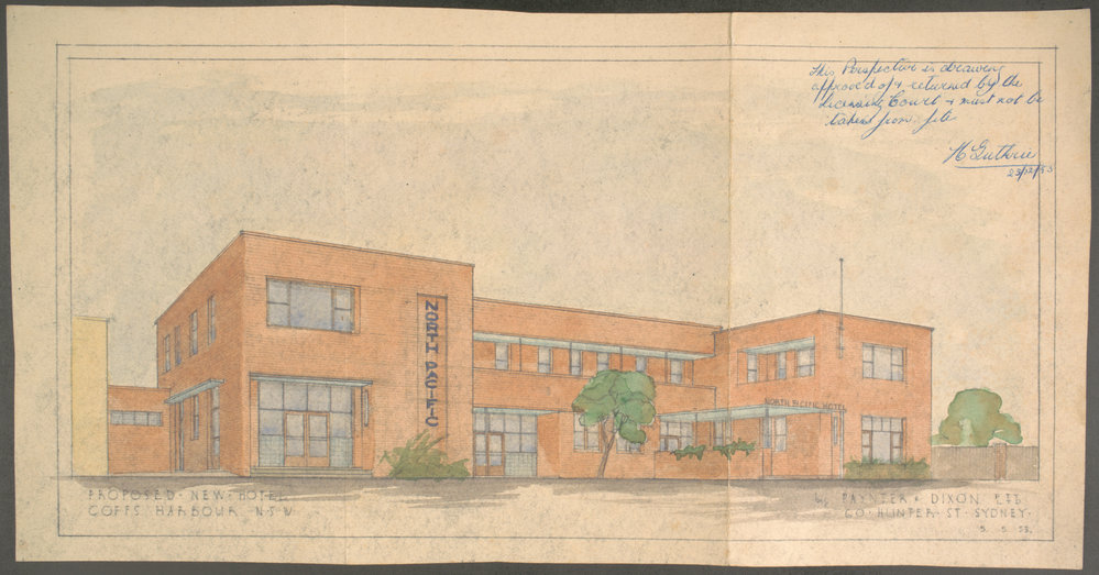 Original architectural plan, Plantation Hotel, 1953