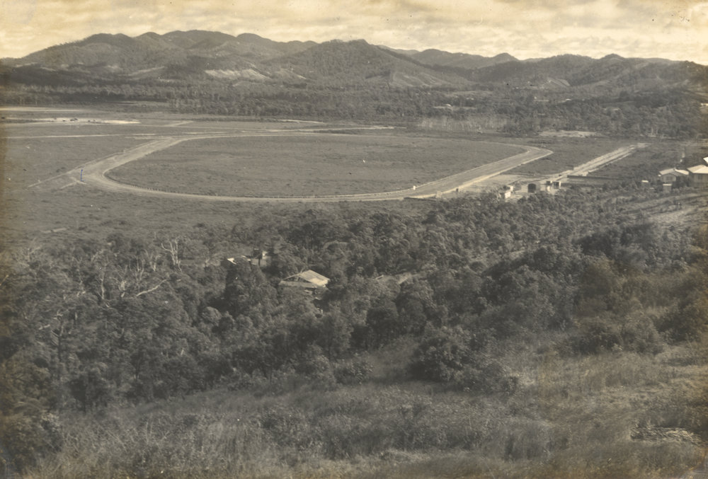 View of the Coffs Harbour Racing Club from Beacon Hill, c. 1967