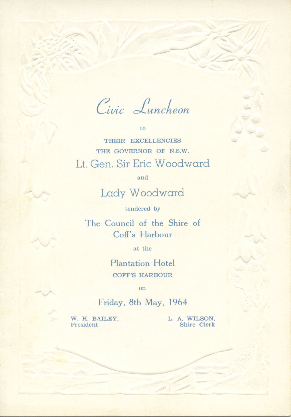 Civic Luncheon Menu, Plantation Hotel, 1964