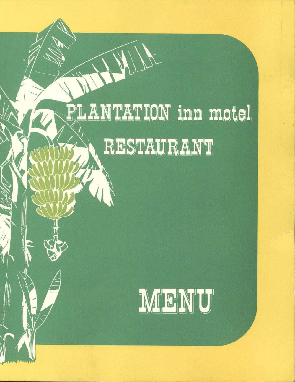 Menu, Plantation Inn Motel Restaurant