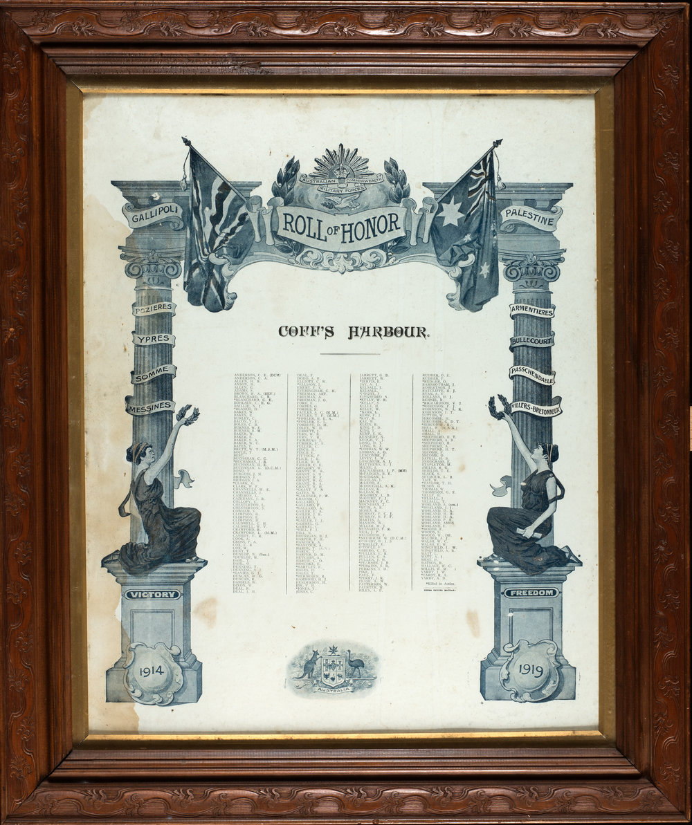 Roll of Honor, Coffs Harbour, 1914-1919