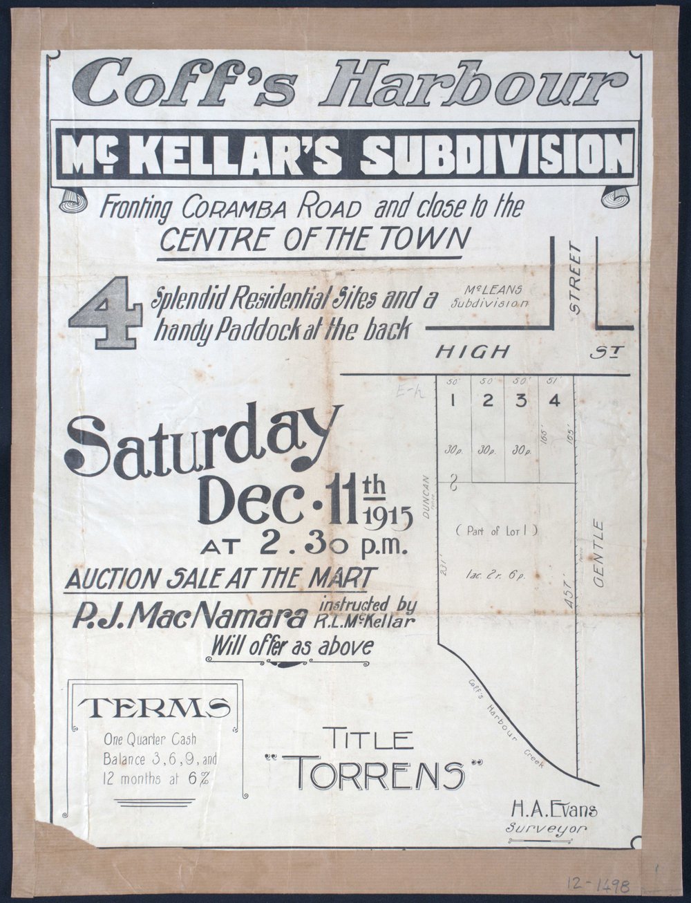 Coff's Harbour: McKellar's Subdivision poster, 1915