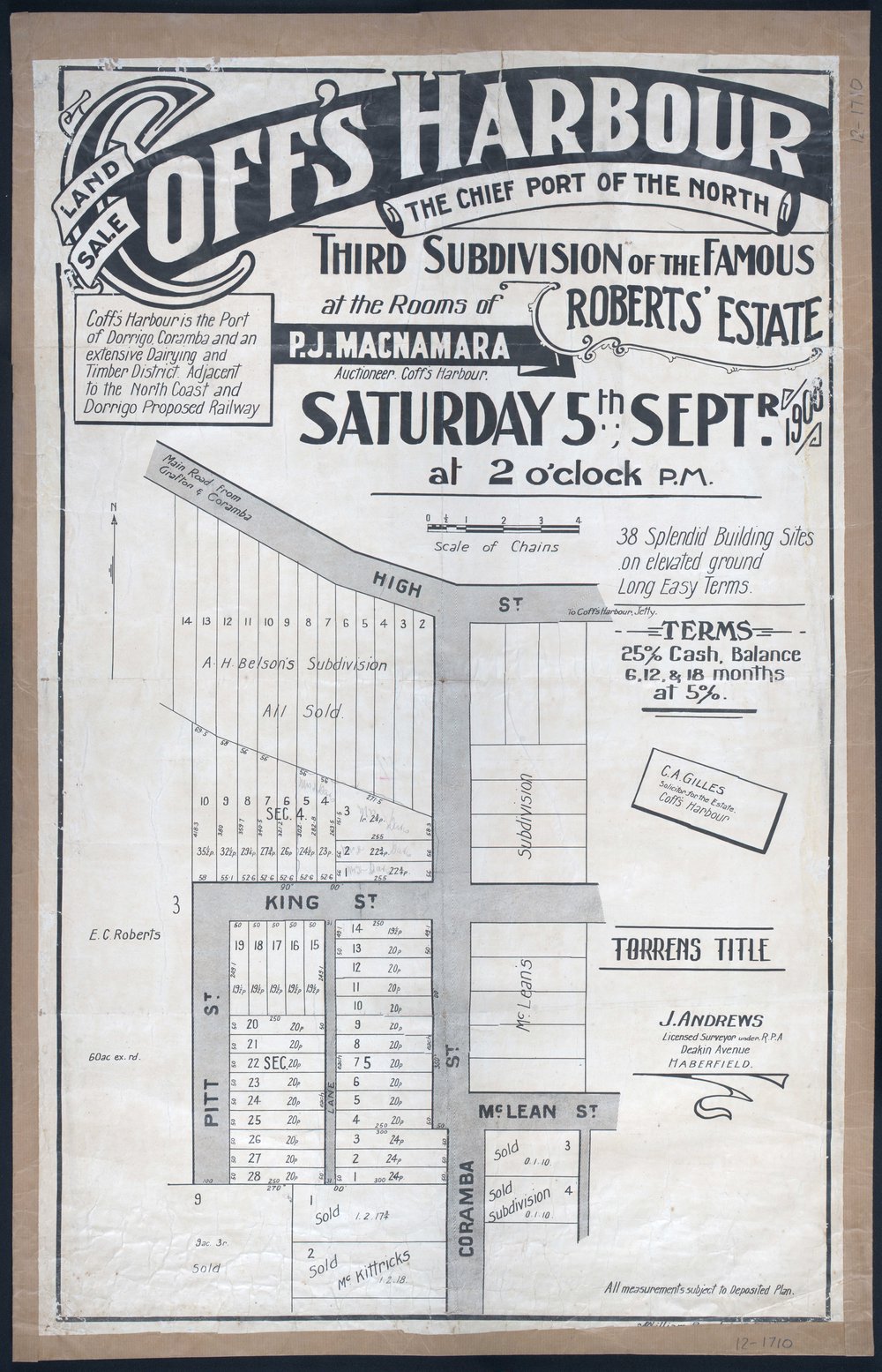 Coff's Harbour: The Chief Port of the North poster, 1908