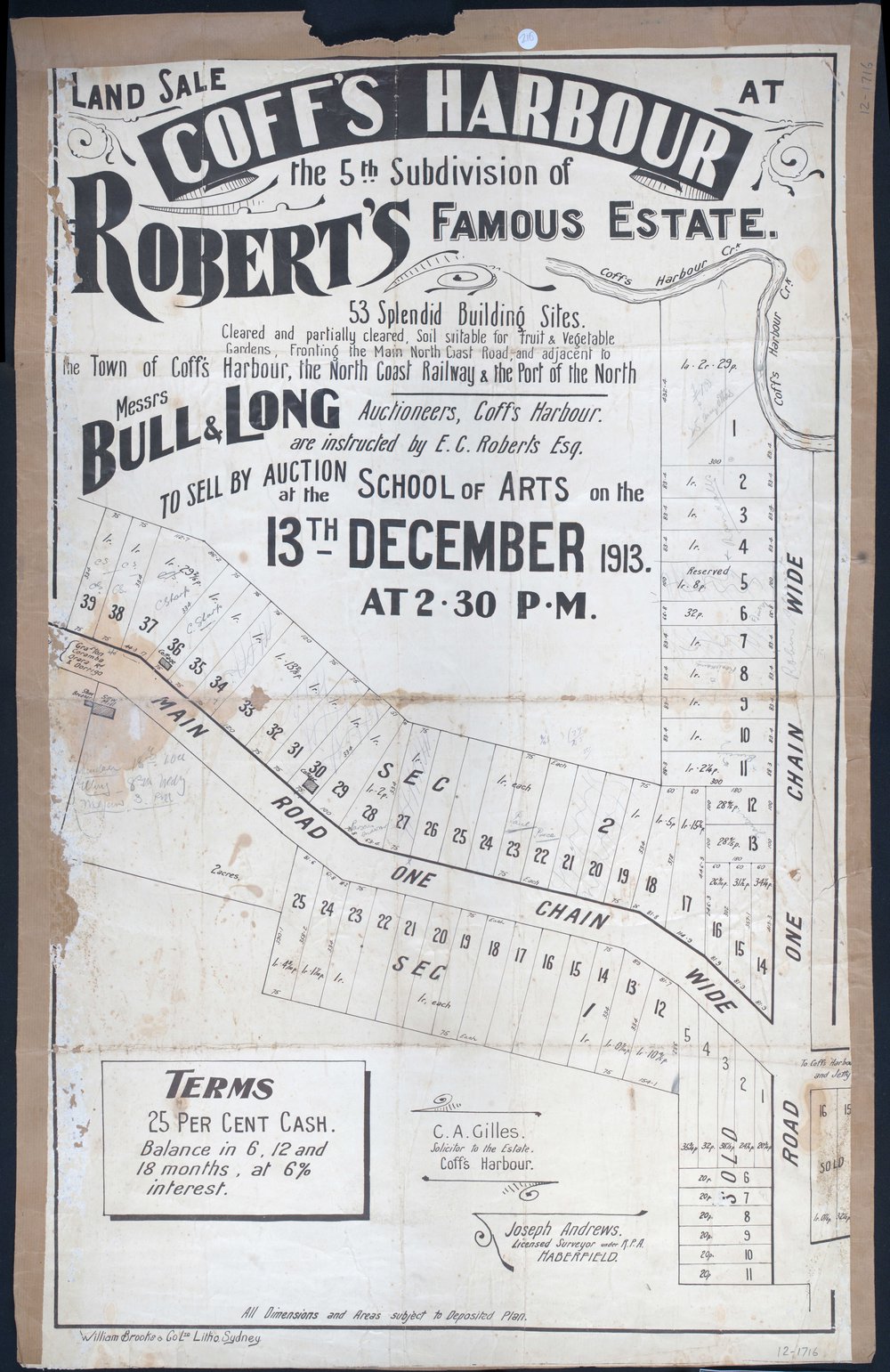 Coff's Harbour: Robert's Famous Estate, 1913